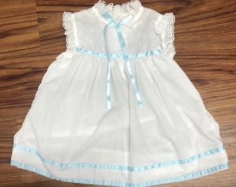 Dress 4T Love brand white  dress size 4T vintage with blue lace and ribbon bow