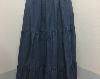 women's tiered denim skirt