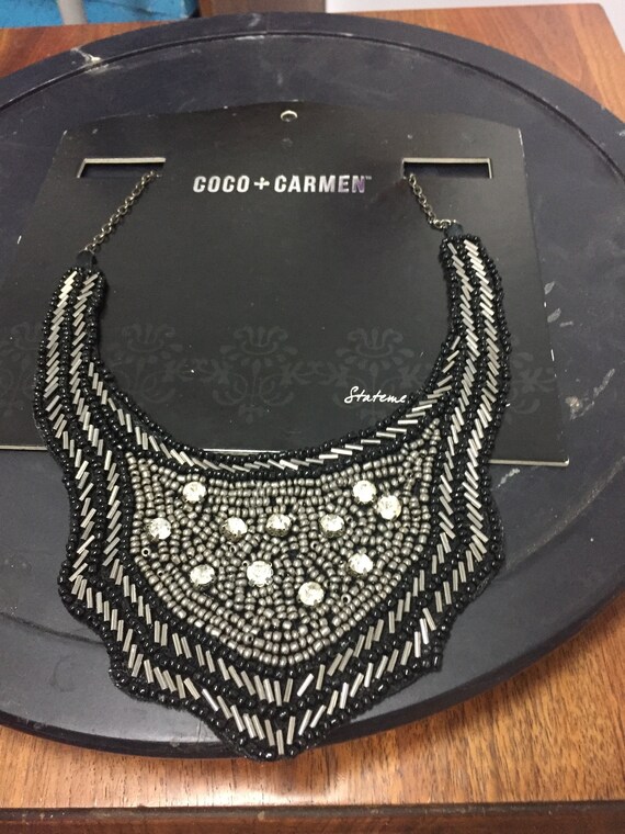 Coco and Carmen vintage rhinestone bib necklace Bl