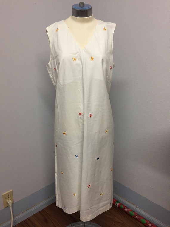 80s Tommy Hilfiger White Dress Embroidered Flowers S12 Hong Kong Tailored  NWT - Etsy