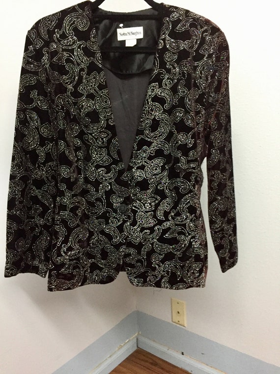Black velvet blazer with silver sequins in a beaut