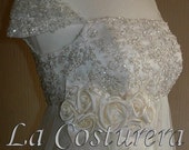 Wedding Gown - Handmade Beaded Lace Embellished Empire Vintage Reception