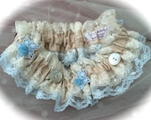 Victoriana Bridal Wedding Garter Vintage Lace, Buttons and Bows