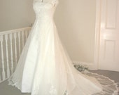 Lace Negligee Handmade Beaded Bridal Gown - Sample SALE