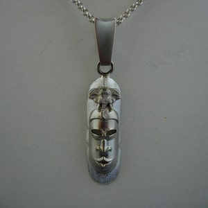 Silver African mask pendant and chain