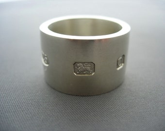 Heavy large hallmarks solid sterling siver ring