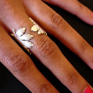 silver leaf ring