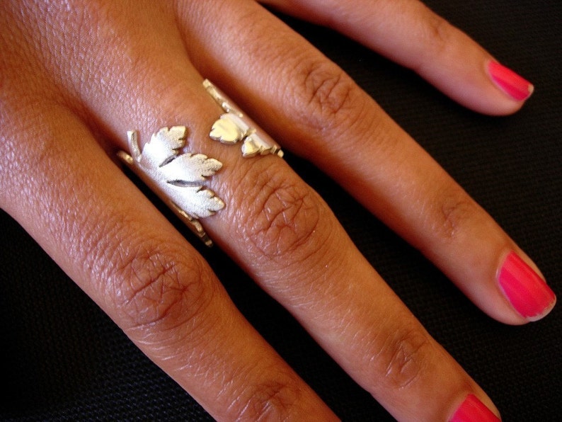 silver leaf ring image 1