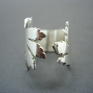 silver leaf ring image 2