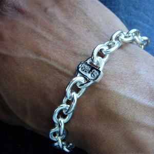 Mens large hallmark silver bracelet