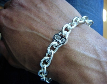 Mens large hallmark silver bracelet