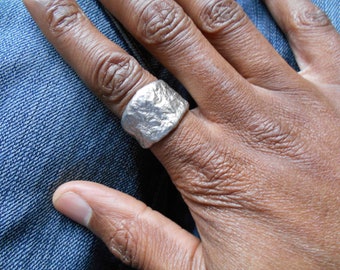 Silver nugget ring