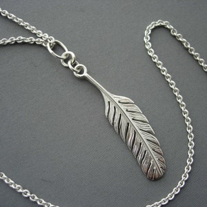 Silver feather pendant and chain image 4