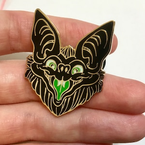 Black Demon Bat 40mm Enamel Pin