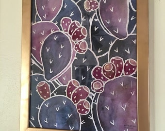 12x16 Purple Prickly Pear Cactus Print