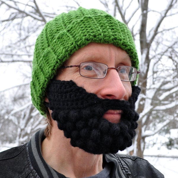 Beard for a Beanie Hat, Adult Large, Black, Fear the Beard