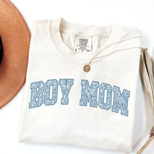 Comfort Colors® Boy Mom Shirt, Toile Floral Boy Mama Shirt, Mama of Boys Shirt, Pregnancy Announcement Boy, Mother&#39;s Day Gift, Cute Mom Tee
