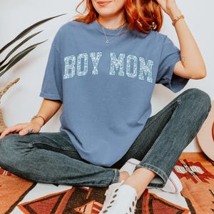 Comfort Colors® Boy Mom Shirt, Toile Floral Boy Mama Shirt, Pregnancy Announcement Boy, Mama of Boys Shirt, Mother&#39;s Day Gift, Cute Mom Tee