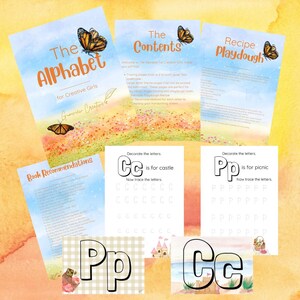 L'alphabet des filles créatives ; Un kit d'activités pour tracer des lettres et tapis en pâte à modeler pour la maternelle, le préscolaire, les fondations et l'école à la maison.