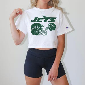 Champion T453W New York Jets Women&#39;s Crop Top T-Shirt, Vintage, Sports Apparel, Vintage Tee, New York Jets T-Shirt, Game Day, Gift For Her