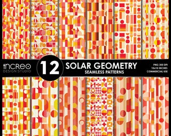 Mid Century Modern Geometric Patterns: Retro Digital Paper (Digital Download)