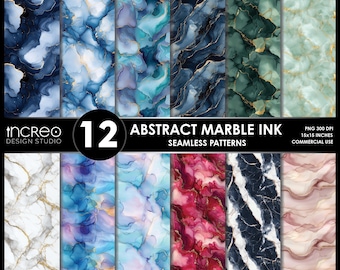 Marble Ink Seamless Patterns: Abstract Alcohol Ink Backgrounds (Digital Download)
