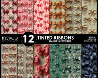 Ribbon & Bow Seamless Pattern: Romantic Scrapbook Paper (Digital Download)