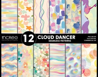 Cloud Dancer Seamless Patterns, Pastel Watercolor Art, Tumbler Wrap (Digital Download)