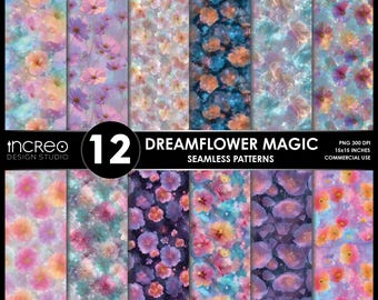 Pastel Galaxy Floral Pattern: Seamless Dreamflower Print (Digital Download)
