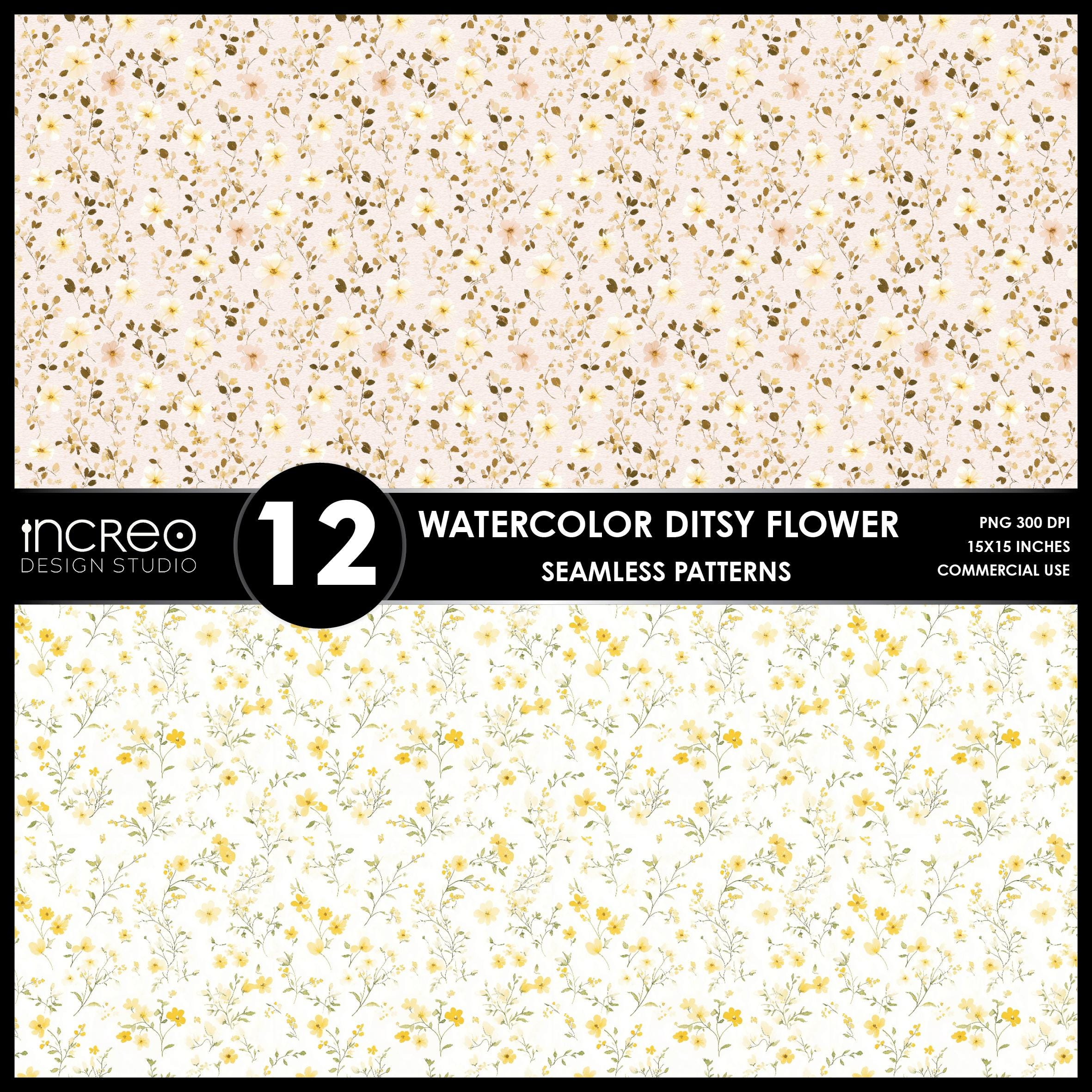 Watercolor Ditsy Floral Pattern Pack, Pastel Spring Wildflower Digital ...