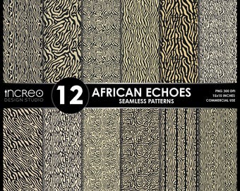 African Tribal Art Seamless Patterns: Scrapbooking, Fabric (Digital Download)