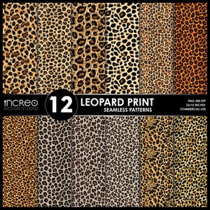 Motivi senza soluzione di continuità con stampa leopardata – 12 carte digitali con stampa animalier per tessuti, decorazioni murali con ghepardi, decorazioni safari – Download immediato