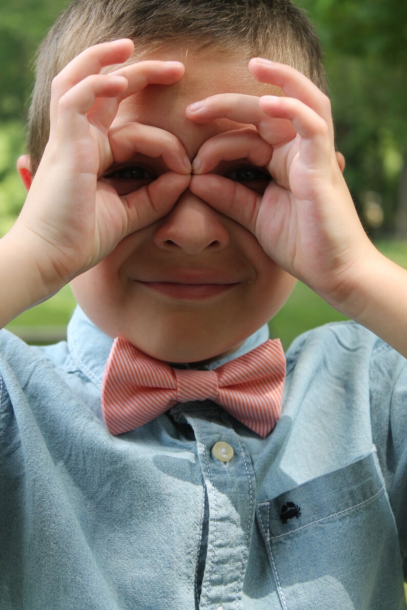 Plaid bow ties and pocket squares for boys and men School Yard Plaid, Navy and Blush Plaid, Sorbet and Cotton Candy image 7