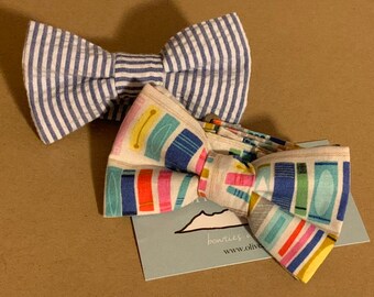 Bookworm Bow tie and Striped Bow tie, pocket square & suspenders for boys and men with Novels and Classic Navy and Mint