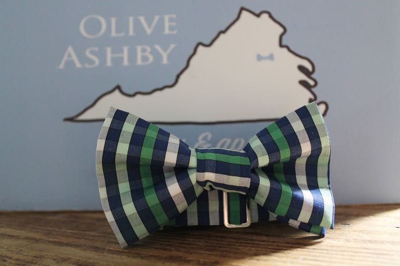 Plaid bow ties and pocket squares for boys and men School Yard Plaid, Navy and Blush Plaid, Sorbet and Cotton Candy image 3