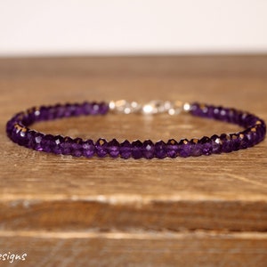 Amethyst Bracelet, Amethyst Jewelry, February Birthstone, Sterling Silver Beads, Purple Gemstone