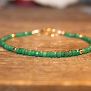 Emerald Bracelet, Emerald Jewelry, May Birthstone, Beaded Gemstone bracelet, Gold Filled or Sterling Silver Beads