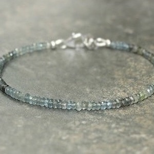 Moss Aquamarine Bracelet, Moss Aquamarine Jewelry, March Birthstone, Ombre, Layering Gemstone Jewelry
