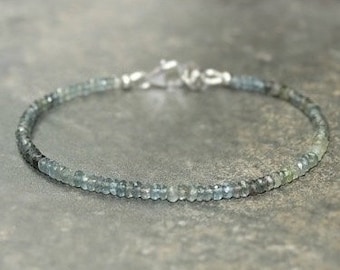 Moss Aquamarine Bracelet, Moss Aquamarine Jewelry, March Birthstone, Ombre, Layering Gemstone Jewelry