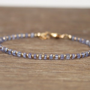 Tanzanite Bracelet, Gold Filled Beads, Tanzanite Jewelry, Minimalist, Layering, Gemstone Jewelry