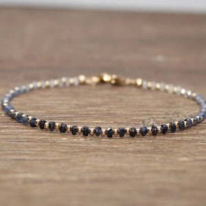 Dainty Shaded Blue Sapphire Bracelet, Gold Filled, Sterling Silver or Rose Gold, Stacking Bracelet, Sapphire Jewelry, September Birthstone,