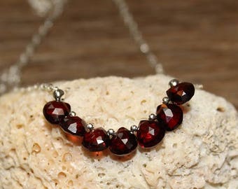 Red Garnet Necklace, Garnet Jewelry, January Birthstone, Minimalist, Gemstone Necklace, Love, Valentine's Day, Gold or Silver