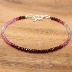 Ruby Ombre Bracelet, Pink Sapphire, Shaded Ruby, Ruby Jewelry, July Birthstone. Gemstone Bracelet, Valentine&#39;s Day