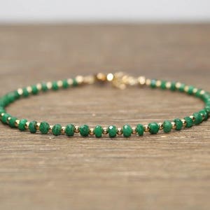 Emerald Bracelet, Emerald Jewelry, May Birthstone, Stacking, Gemstone Jewelry, Gold or Sterling Silver Beads image 1