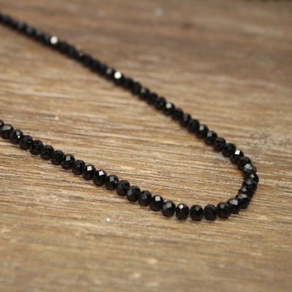 Black Spinel Necklace, Black Spinel Jewelry, Sterling Silver, Layering, Beaded, Layering Necklace, 4mm, Womens, Mens, UNISEX