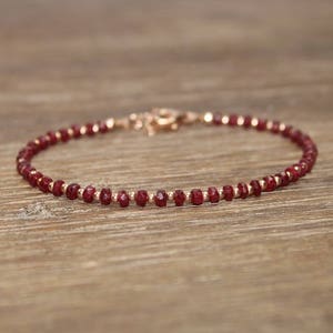 Ruby Bracelet, Gold Filled, Rose Gold or Sterling Silver Beads, Ruby Jewelry, July Birthstone, Stacking, Gemstone Jewelry, Valentine's Day image 4