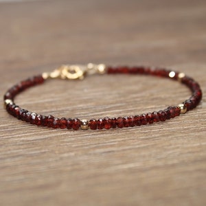 Garnet Bracelet, Garnet Jewelry, January Birthstone, Gold Filled or Sterling Silver Beads