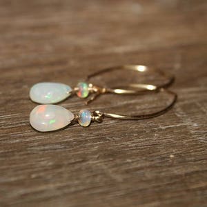 Genuine Fire Ethiopian Opal Earrings, Ethiopian Opal Jewelry, Welo Opal, Dangle Cluster Earrings, October Birthstone, Silver or Gold