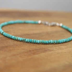 Dainty Sleeping Beauty Turquoise Bracelet, Beaded, Layering, Sleeping Beauty Turquoise Jewelry, December Birthstone, Gemstone Jewelry