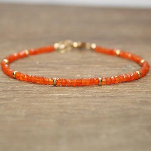 Carnelian Bracelet, Gold Filled, Sterling Silver or Rose Gold Beads, Carnelian Jewelry, Orange, Stacking, Gemstone Jewelry, Gifts for Her image 1